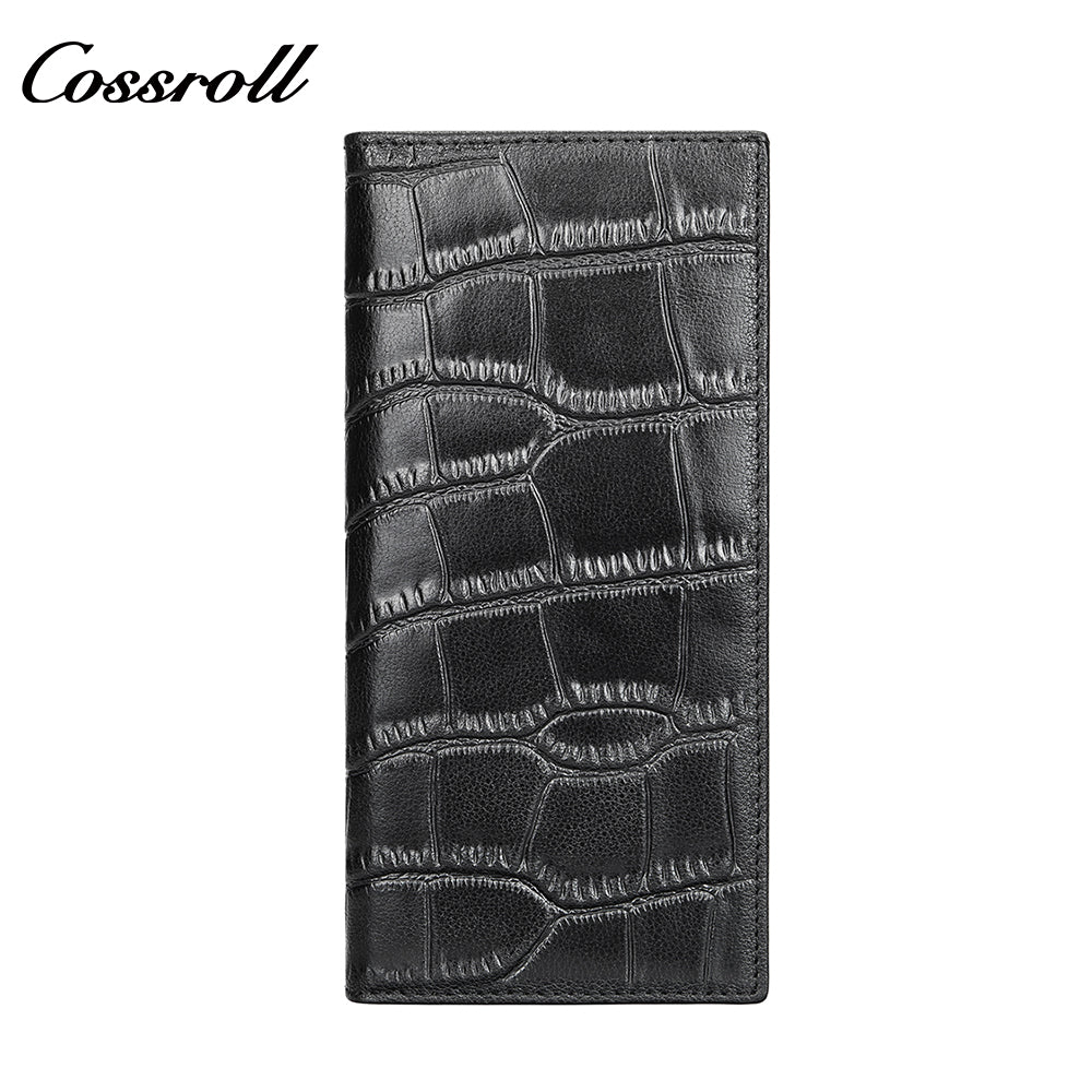 Men's long and short ultra-thin large capacity crocodile grain leather handmade money clip