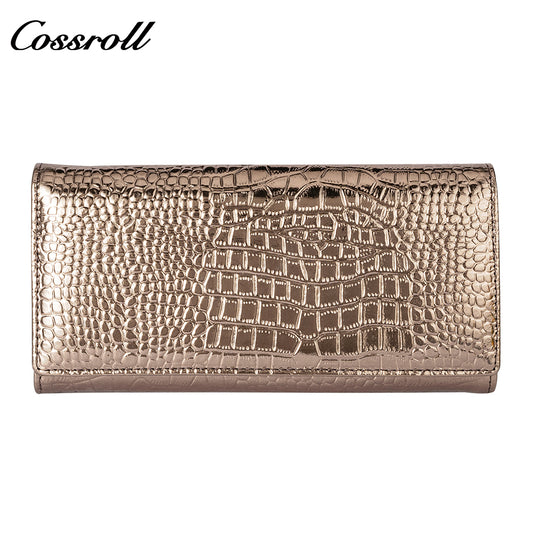 2024 Hot New Products real leather long crocodile texture patent leather