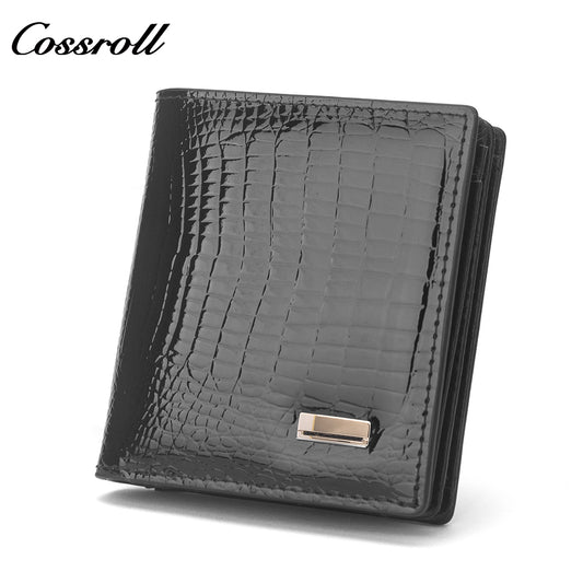 New factory custom leather money baotou layer cowhide change card man wallet patent leather holding women's purse custom