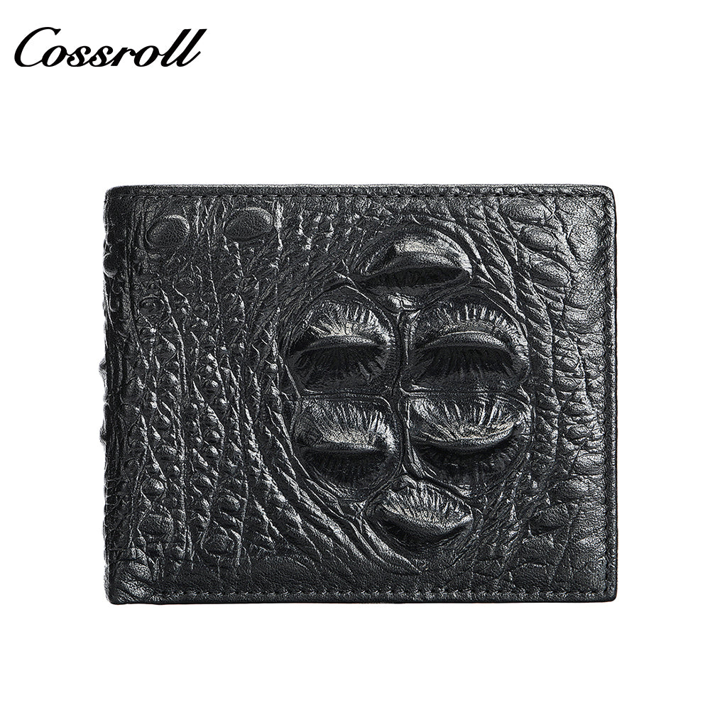 Crocodile Print Wallet Men's Long Genuine Leather Slim Soft Cowhide Money Clip