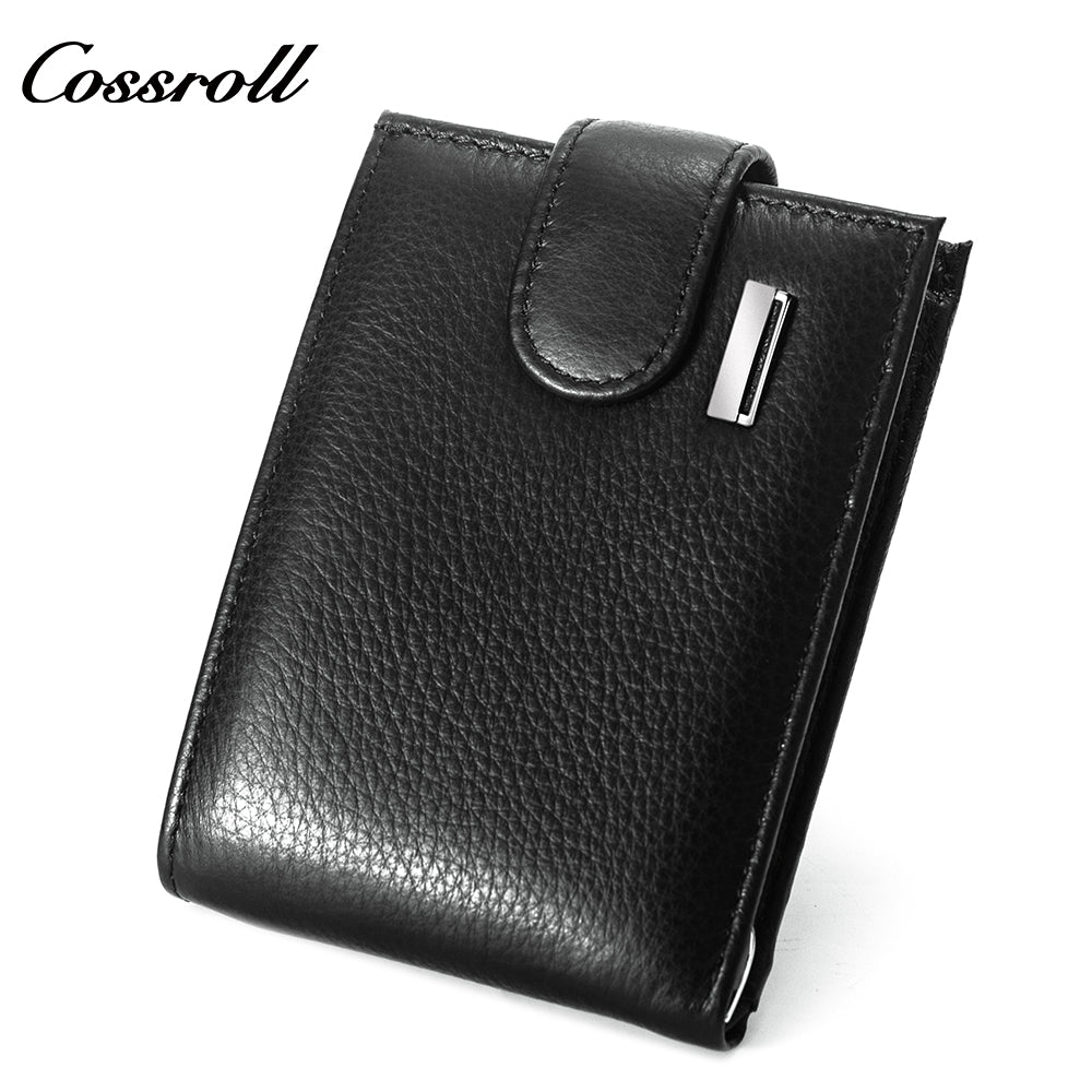 Young men's leather short wallet 2024 new first layer cowhide wallet simple ultra-thin business wallet