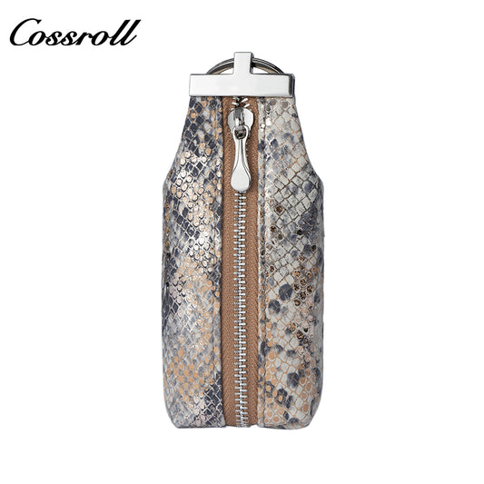 Genuine Leather Double-Layer Key and Coin Wallet, Multifunctional, Textured, Large-Capacity Card Holder