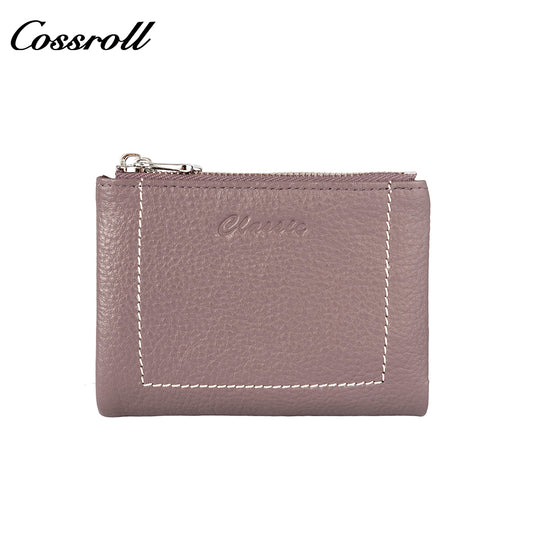 Women's Wallet Leather Thin Card wallet Small Purse Zipper Lock Buckle Lightweight Short
