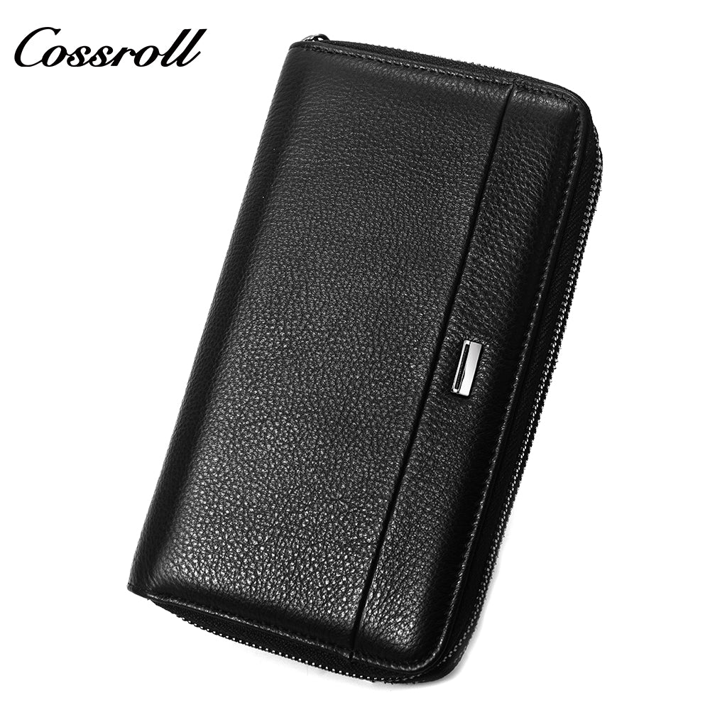 2024 New handbag Men's soft leather wrist strap clutch bag Long wallet mobile bag Large capacity clutch bag