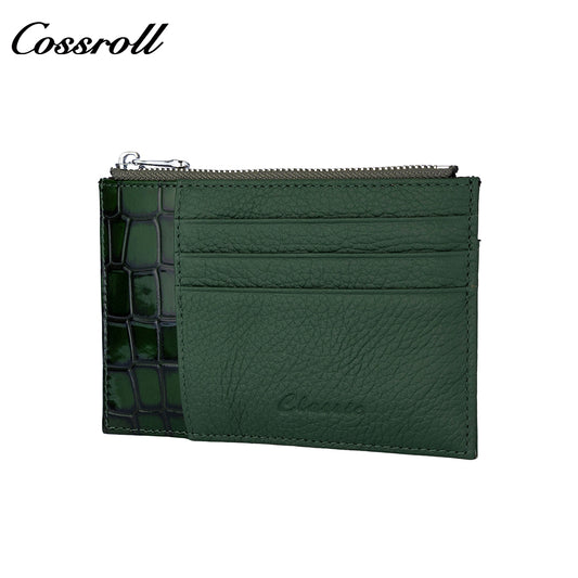 Front Pocket Design Classic Shiny Leather Patchwork Genuine Leather Multi-Card Wallet