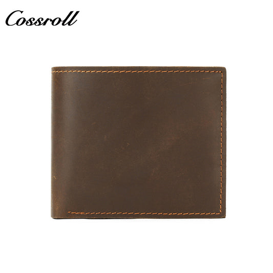 Men's genuine leather wallet, Crazy Horse cowhide, vintage brown