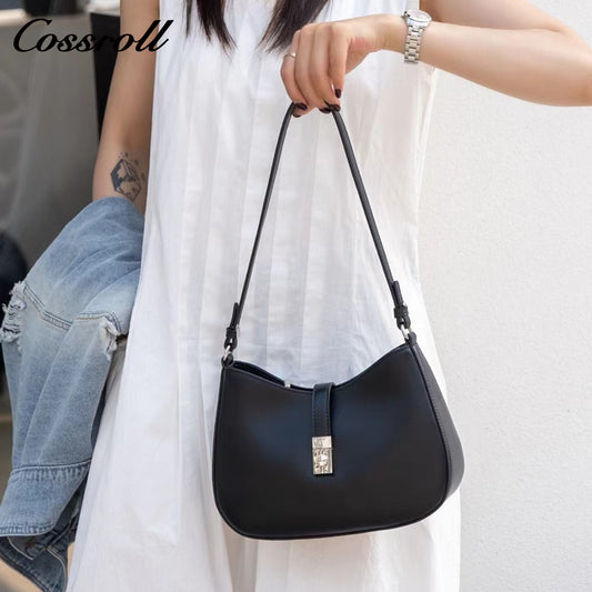 Crossbody Fashion Vegetable Tanned Leather Women's Bag Premium Feeling Hundred Underarm Bag