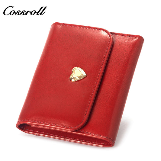 New leather women's long purse zipper wallet Large capacity waxed cowhide coin purse card wallet factory custom