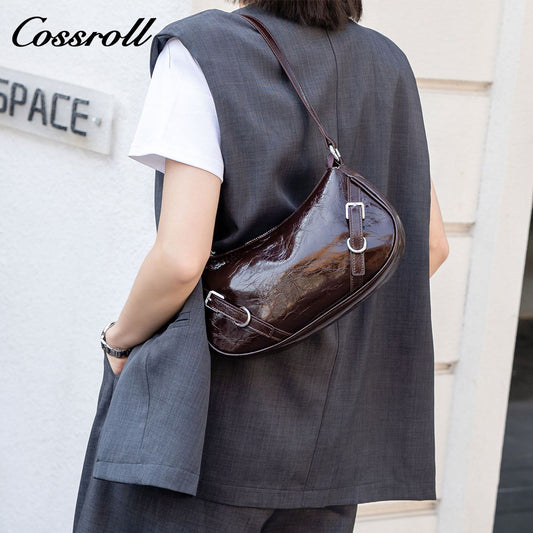 Head layer cowhide cracked shoulder female small bag shell Europe and the United States crossbody Tote