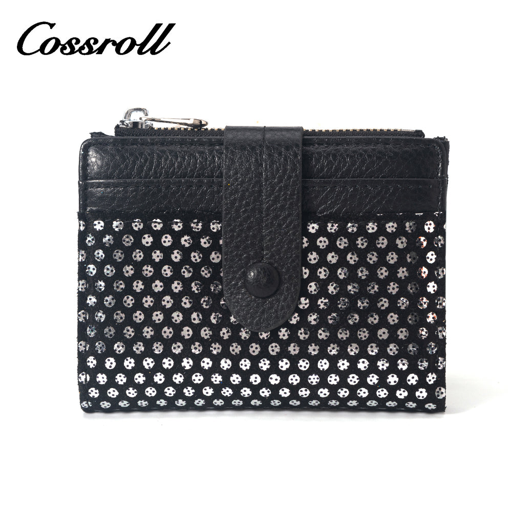 Brand New slim black leather wallet women With High Quality