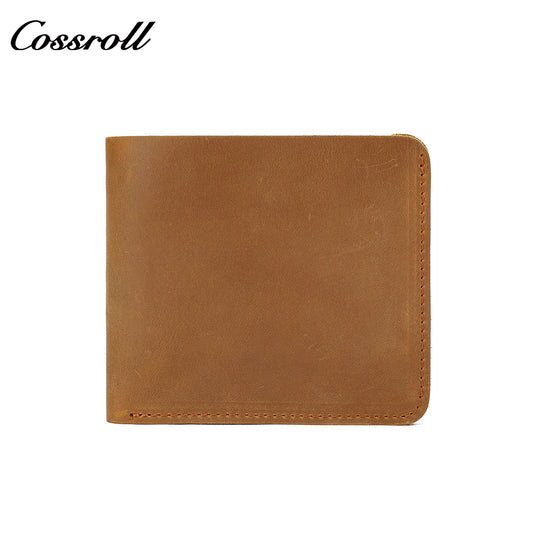 Men's bifold wallet, Crazy Horse leather, vintage short wallet for coins