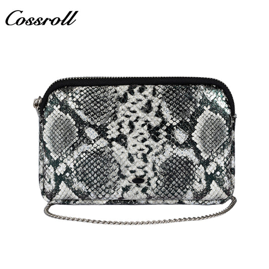 Women Coin Purses Bags Bags Snakeskin Patterned Functional Card Purses Zipper Multi-Layer Silver Coin Purses