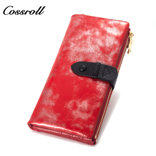 Most Popular best brand leather long wallet female Genuine Leather