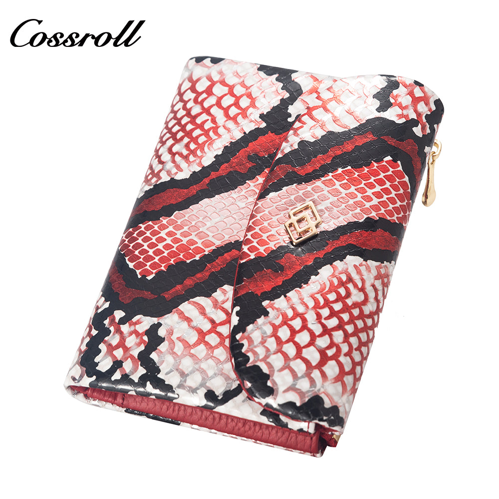 Manufacturers customized new leather short long purse cross-border Europe and the United States python cowhide multi-card money clip