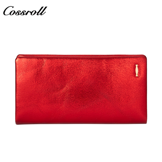 Genuine leather wallet for women, European and American style, oiled wax leather with zipper, double-layer stylish bill purse