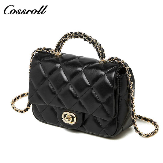 Small perfume style metal chain diamond lattice handbags versatile shoulder crossbody antique women's bag