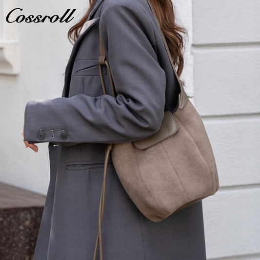 Suede Bucket Bag for Women, High-End Niche Design, Single Shoulder Underarm Crossbody Bag