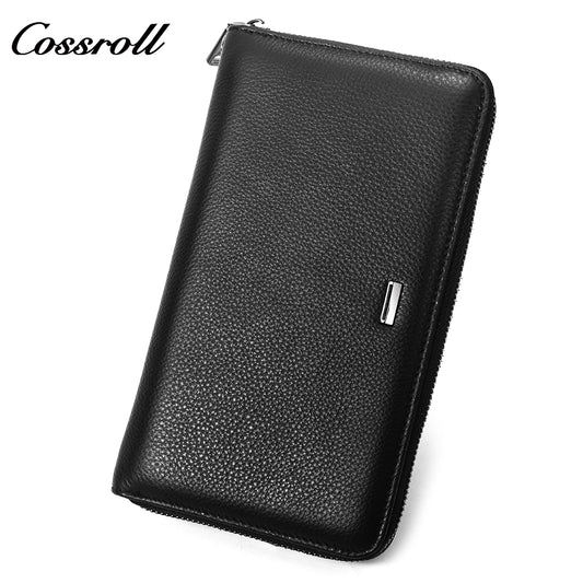 New Genuine Leather Men's Wallet Long Zipper Large Capacity Clutch Cowhide Clutch Bag Wallet Best Selling