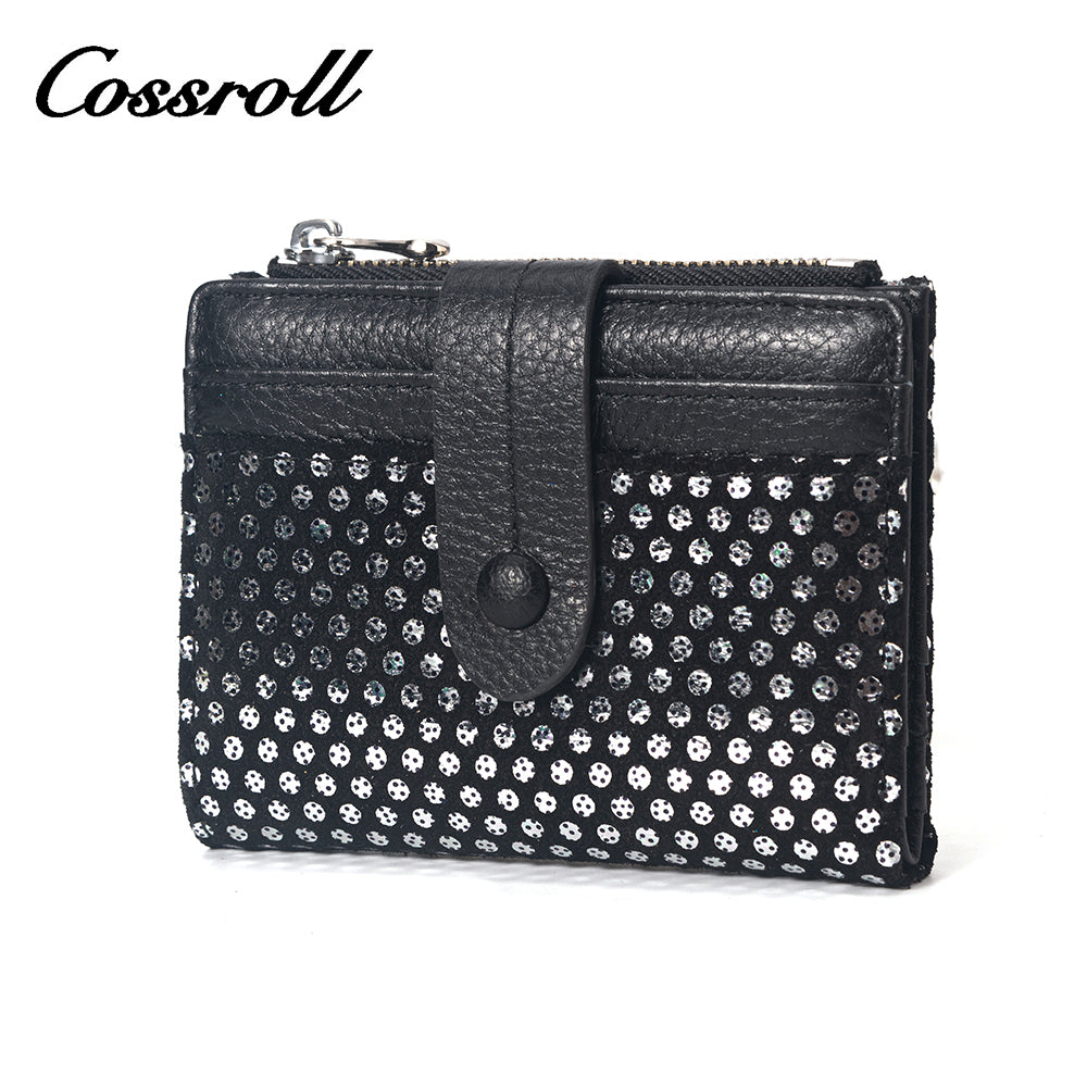 Brand New slim black leather wallet women With High Quality