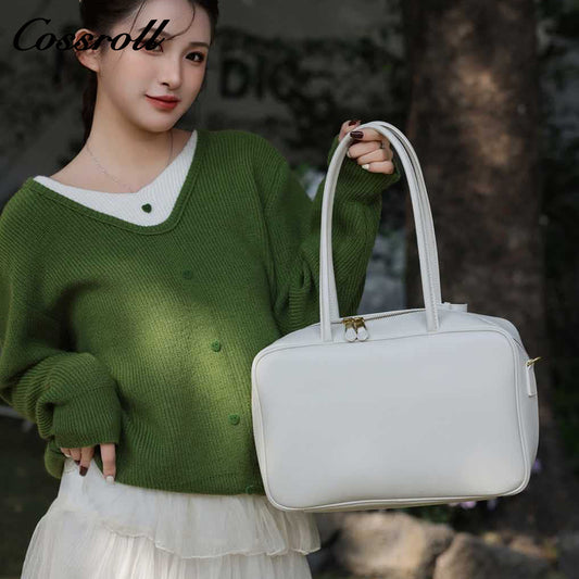 Autumn and winter crossbody bag, genuine leather women's bag, small square bag, bowling bag