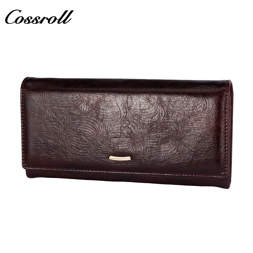 The Factory Produces genuine long card holder wallet geniune leather wallet