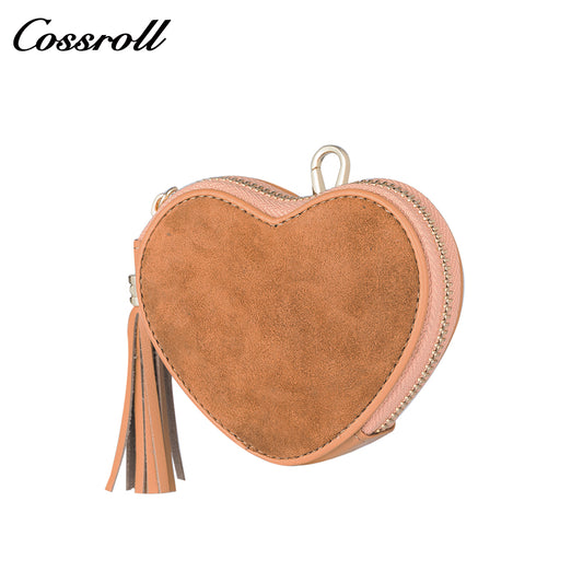 Women's Heart-Shaped Leather Coin Purse, Can Store Coins, Earphones, Lipstick, and Accessories