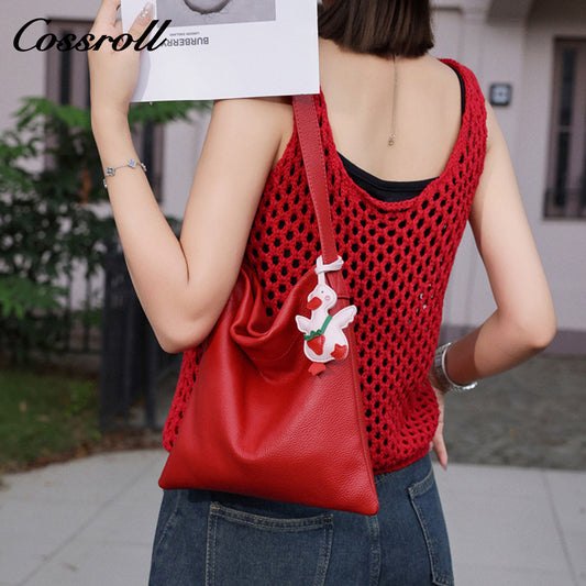 Light Soft head layer cowhide totebag 2025 new minimalist niche leather women's bag commuter shoulder