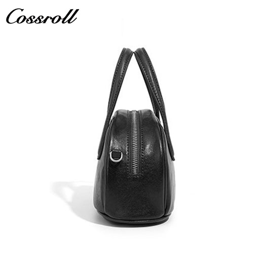 Genuine Leather Shoulder Crossbody Boston Bag Niche Vintage Tote Genuine Cowhide Bowling Bag