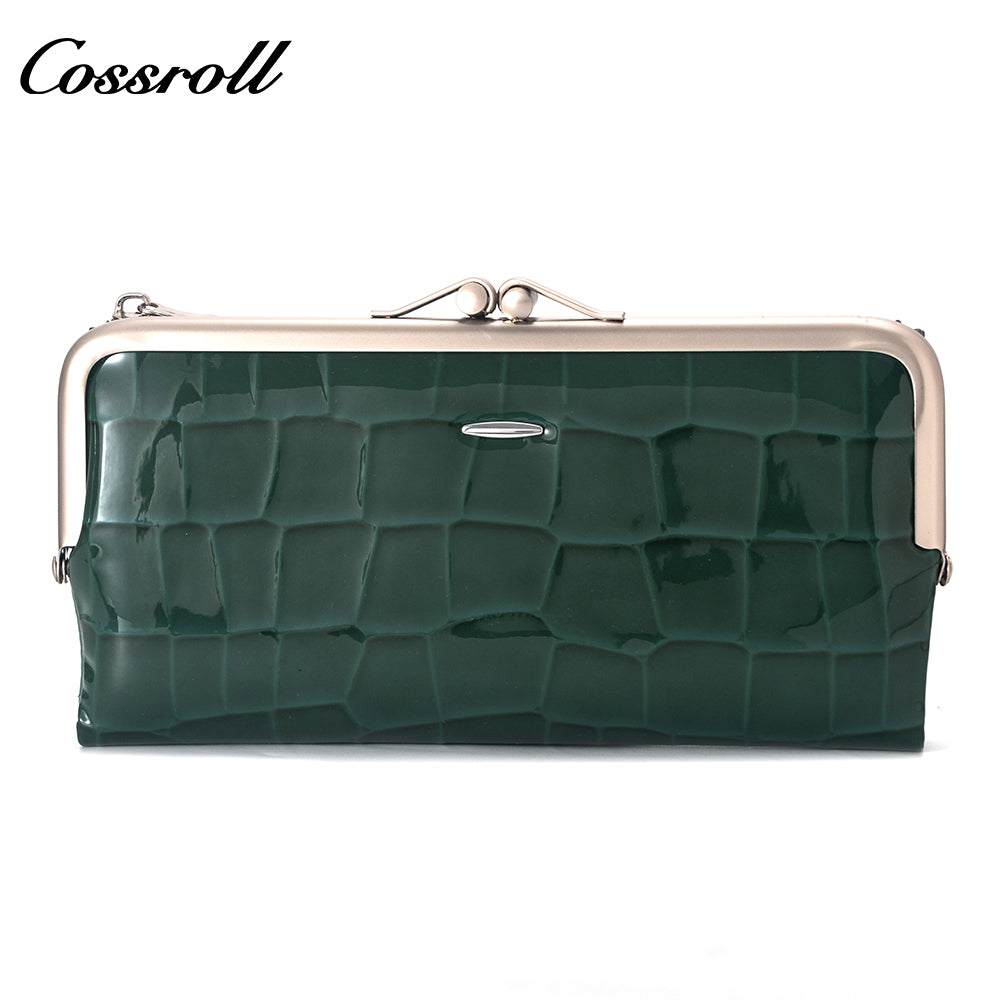 China Professional Customized luxury leather designer crocodile texture patent leather