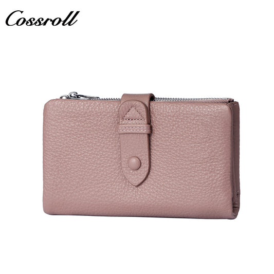 Women's Long Genuine Leather Multi-Card Slot Simple First Layer Cowhide Vertical Wallet for Export