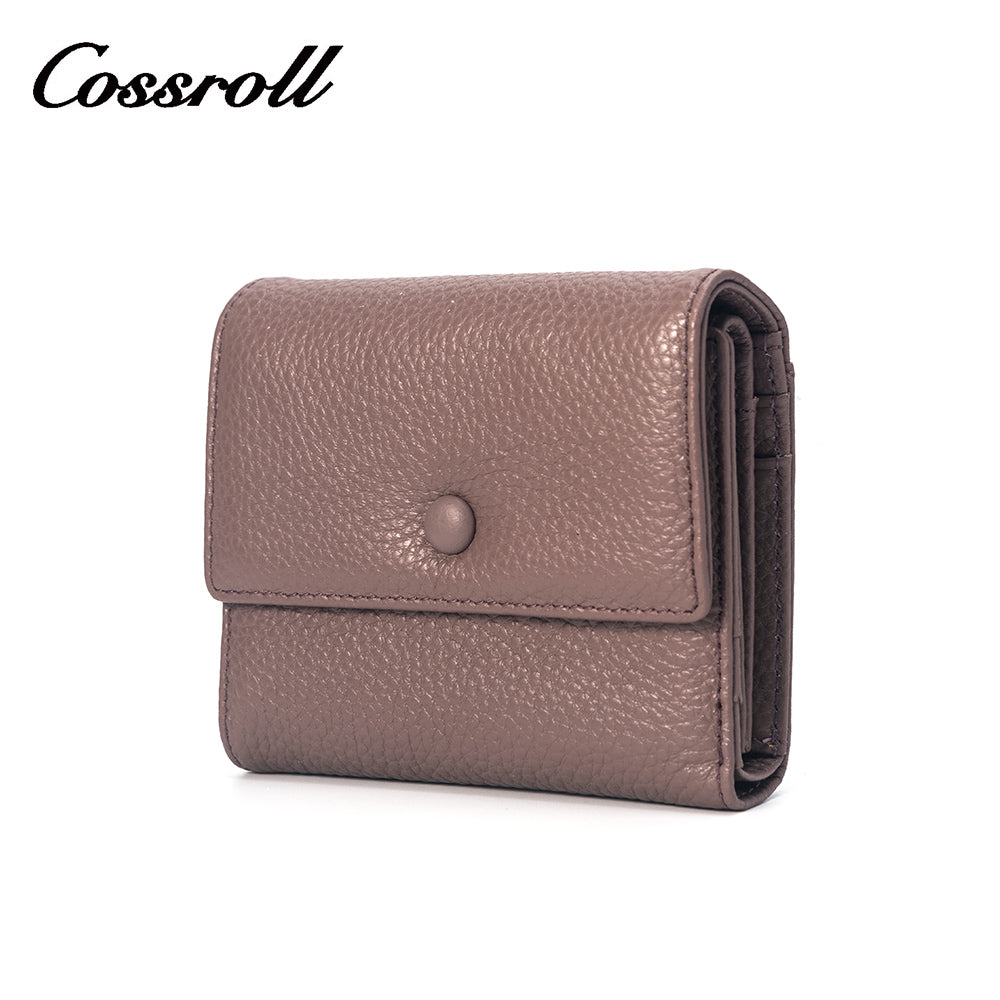 New Material Metal Pattern Short Wallet Genuine Leather