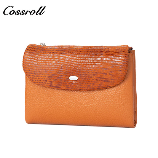 Women's Genuine Leather Coin Purse, Two-Tone Splicing, Multifunctional Card Holder