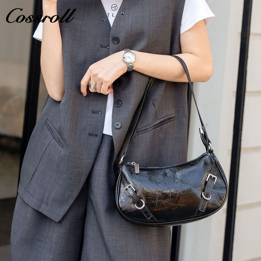 Head layer cowhide cracked shoulder female small bag shell Europe and the United States crossbody Tote