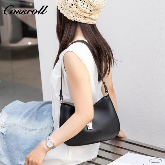 Crossbody Fashion Vegetable Tanned Leather Women's Bag Premium Feeling Hundred Underarm Bag