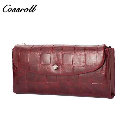 Women's Long Wallet Genuine Leather RFID First Layer Cowhide Clutch Soft Leather Simple Wallet