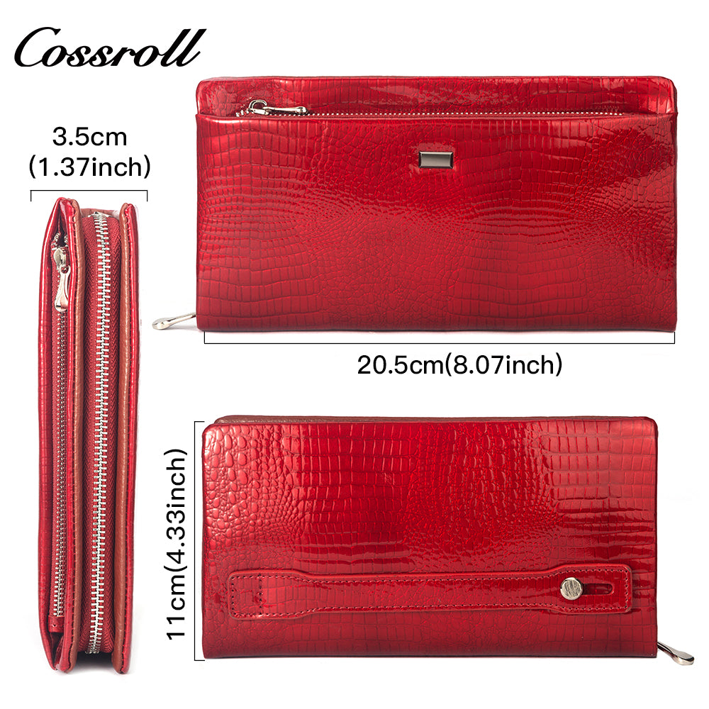 High Quality Wholesale Custom Cheap luxury leather crocodile texture patent leather