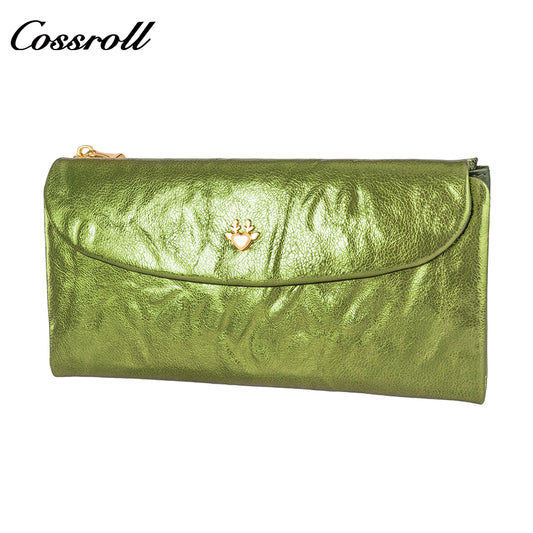 Customized Long Leather Wallet Multi Card Holder Head Layer Cowhide Clutch Wallet