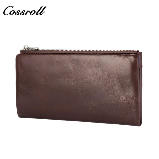 Europe and the United States simple head layer oil waxed leather zipper small wallet women's high-level sense of the coin wallet genuine leather coin purse