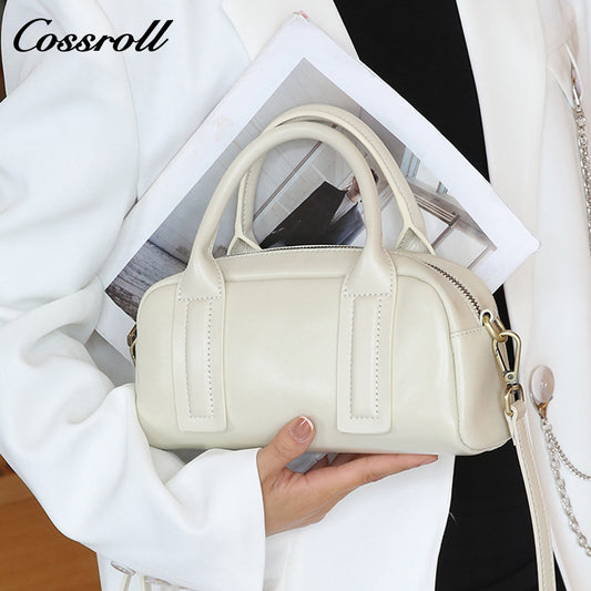 Spring and summer new leather women's bag crossbody bag retro commuter handbag female niche senior texture shoulder bag