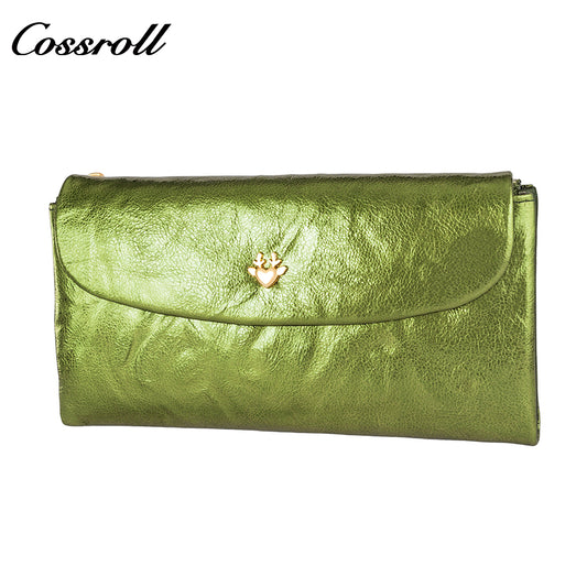 Long Genuine Leather Wallet Head Layer Cowhide Glossy Pattern Clutch Women's Purse Customized
