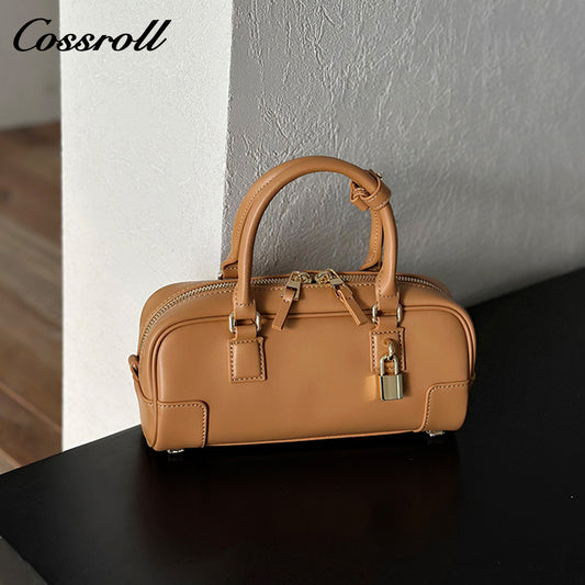 Genuine leather women's crossbody bag, new style cowhide Boston handbag