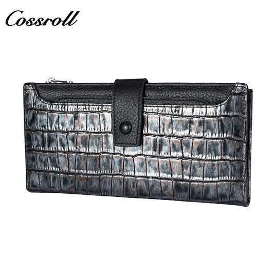 Light Luxury Premium Feeling Crocodile Print Long Women's Buckle Wallet Multi Card Position Clutch wallet