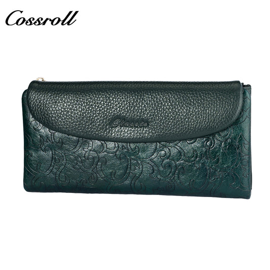 The Factory Produces genuine long card holder wallet geniune leather wallet