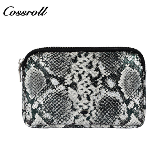 Women Coin Purses Bags Bags Snakeskin Patterned Functional Card Purses Zipper Multi-Layer Silver Coin Purses