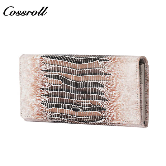 Women's long wallet, large capacity, fashionable crocodile-embossed leather, multi-card slot design