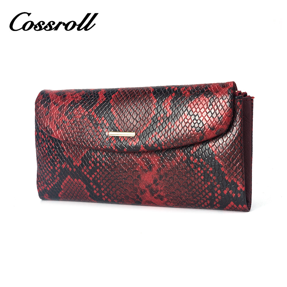 Factory direct sales of high quality luxury leather women python textured leather