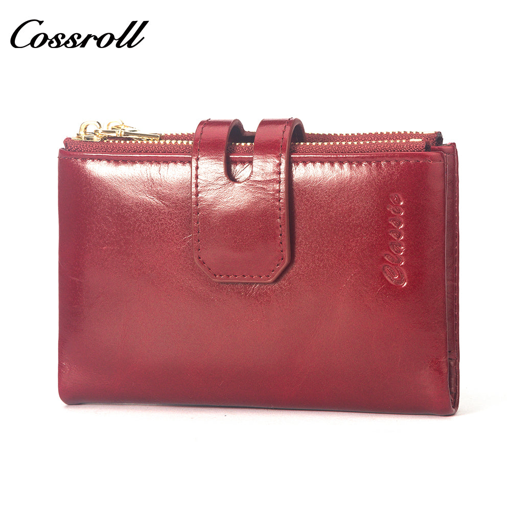 High Quality Wholesale ladies mens genuine leather purse handmade short wallets oil wax leather