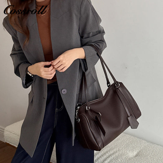 Casual genuine leather women's bag, versatile underarm bag, commuting shoulder bag, handbag