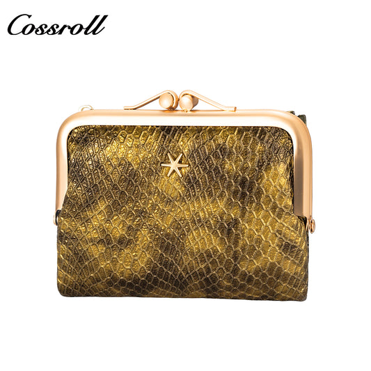 2024 new short serpentine leather wallet multi-function folding wallet card wallet women