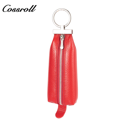Factory custom zipper key bag Car key Ring Leather wallet Portable cowhide key chain set